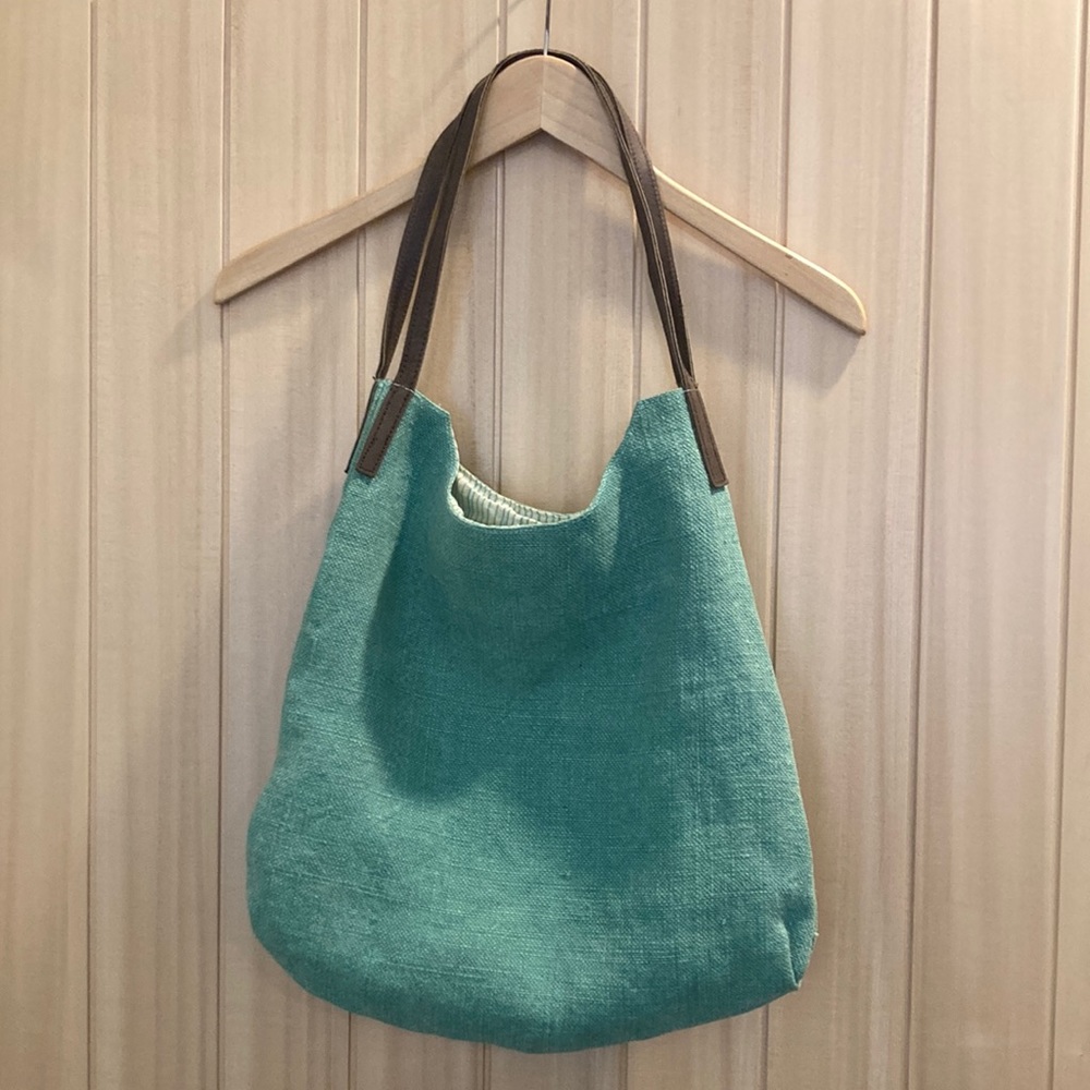 Perfect Summer Handbag Mint Aqua Turquoise w/Brown Straps